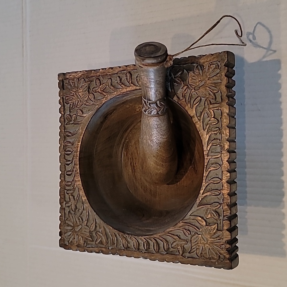 Decorative Wooden Mortar & Pestle